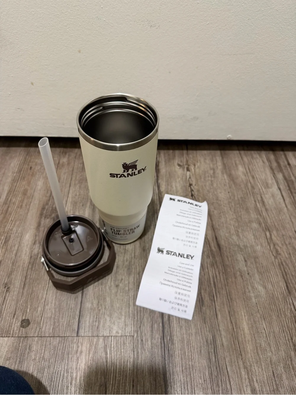 Stanley Flip Straw Tumbler in Cream and Brown - Picture 7 of 9